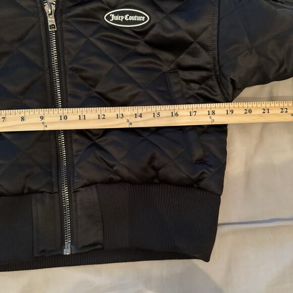 Juicy Couture Aviator Quilted Bomber Jacket Large Faux Fur Collar Y2K Glam - Picture 3 of 9